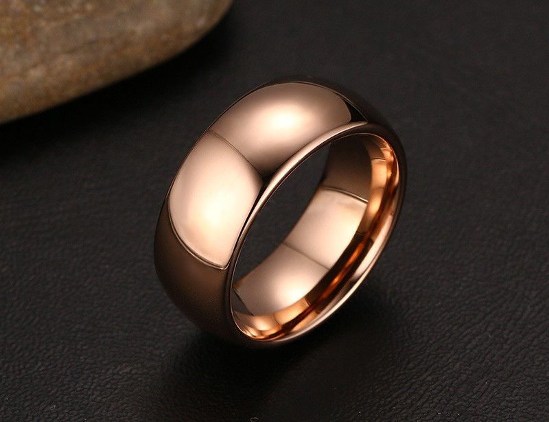 Thumbnail: Men's Solid Tungsten Ring Plated with Rose Gold, Tungsten Silver or Gold