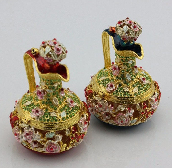 Thumbnail: Pewter, Rhinestone, Gold Plate, Victorian Water Jug, Trinket/Jewelry Box, Mom, Mother's Day, Wedding, Anniversary