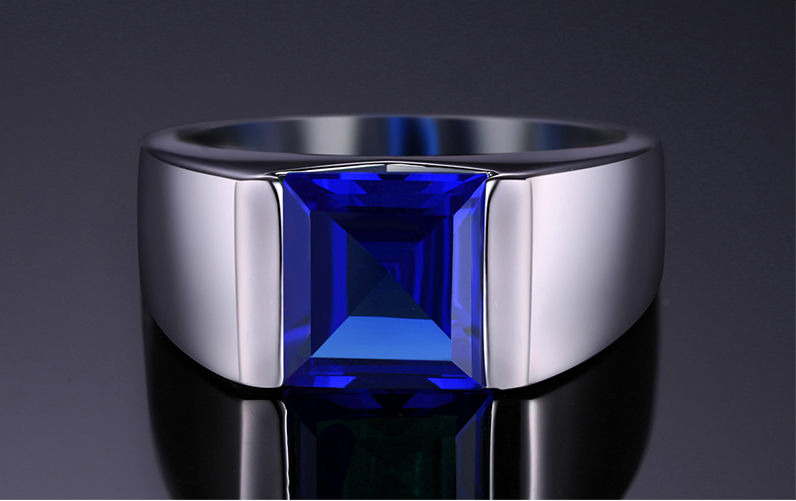 Thumbnail: Men's Unisex 925 Silver 3.3 CT Sapphire Ring, bride, groom, wedding