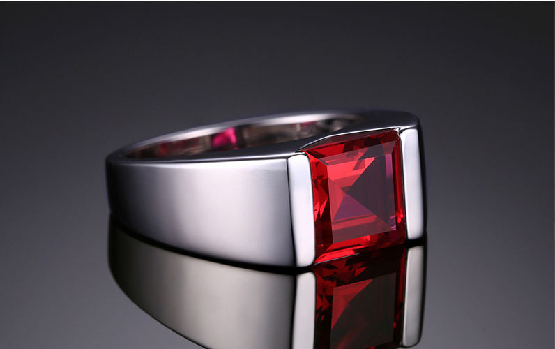 Thumbnail: Men's Unisex 925 Silver 3.4 CT Ruby Ring, groom, wedding, bride