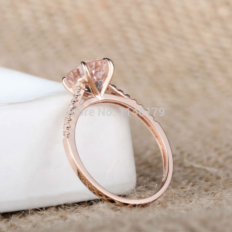 Thumbnail: Solid 14K Rose Gold, 1.27Ct Morganite with Natural Diamond Accent Ring