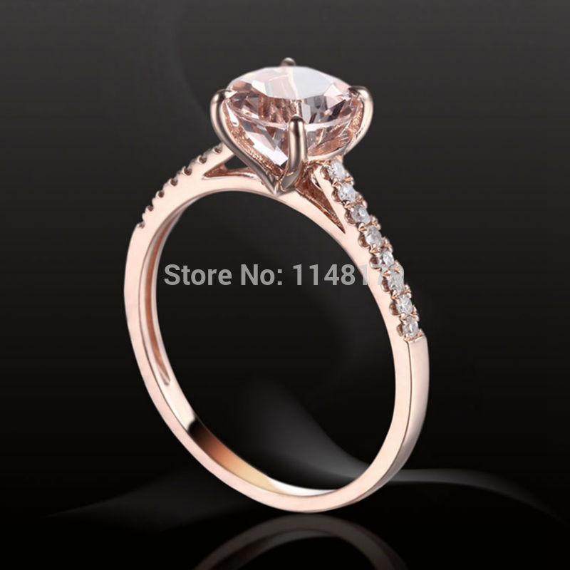 Thumbnail: Solid 14K Rose Gold, 1.27Ct Morganite with Natural Diamond Accent Ring
