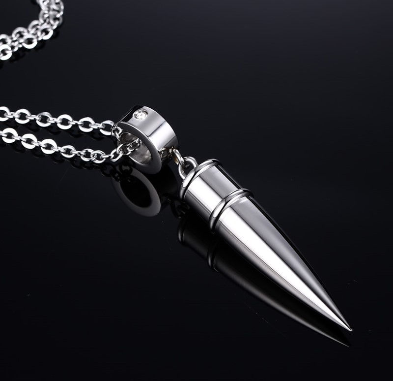 Thumbnail: Titanium Steel, Bullet Necklace ( 4 COLORS:  Black, Silver, Rose Gold or Gold )