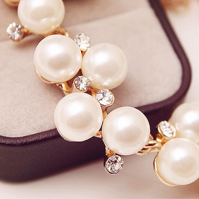Thumbnail: Gold Plated, Crystal Faux Pearl Bracelet