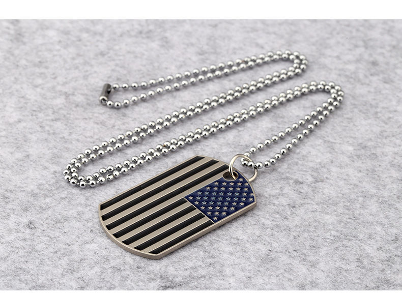 Thumbnail: US Flag Stainless Steel Dogtag Necklace ( 3 Colors), America, USA, Army, Navy, Air Force, Marines, 4th of July