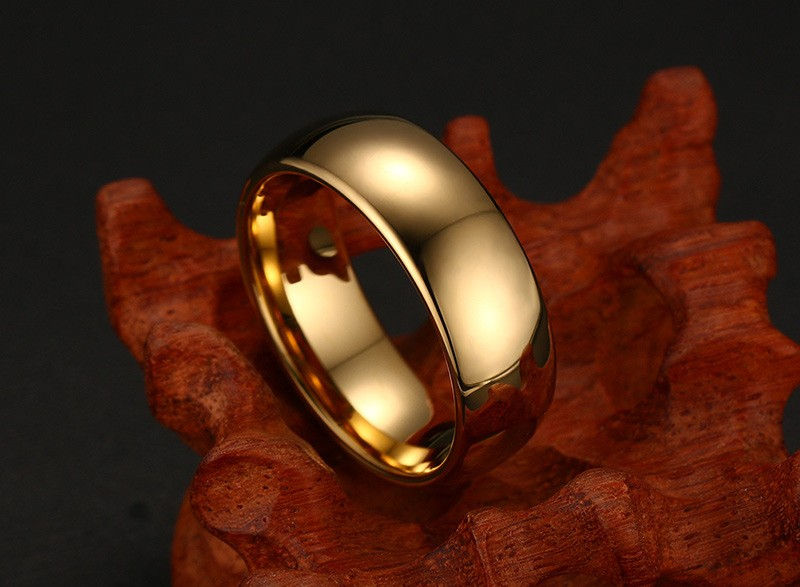 Thumbnail: Men's Solid Tungsten Ring Plated with Rose Gold, Tungsten Silver or Gold