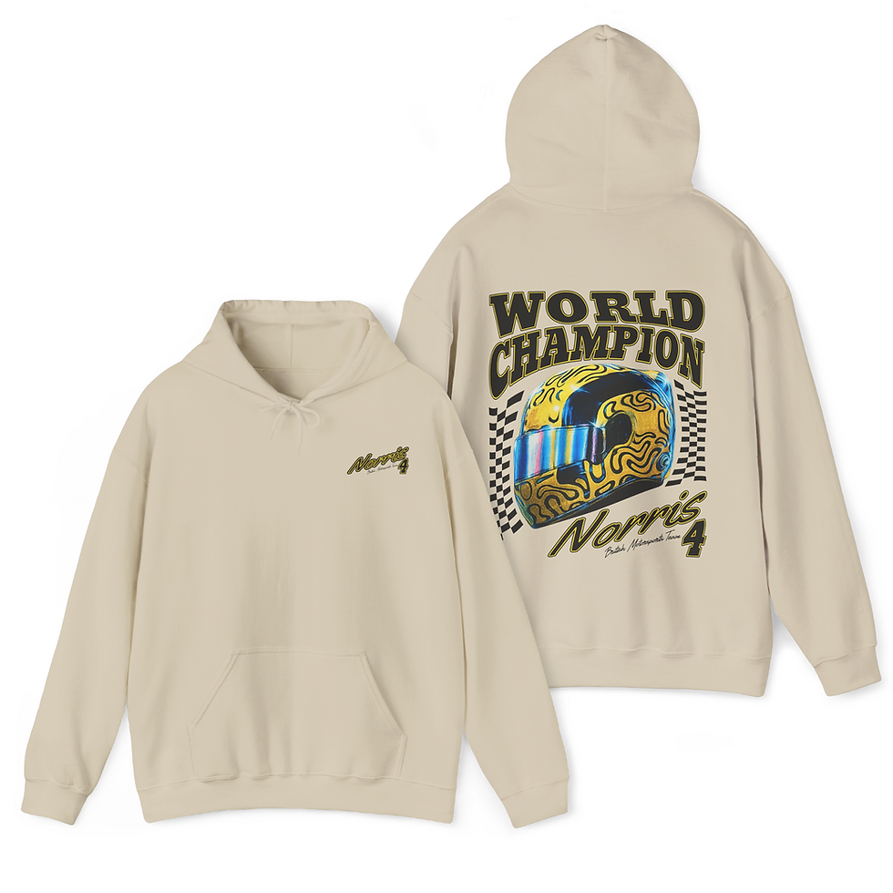 Thumbnail: Sand White Norris Racing Hoodie – British Driver Inspired Motorsport Fan Hooded Sweatshirt