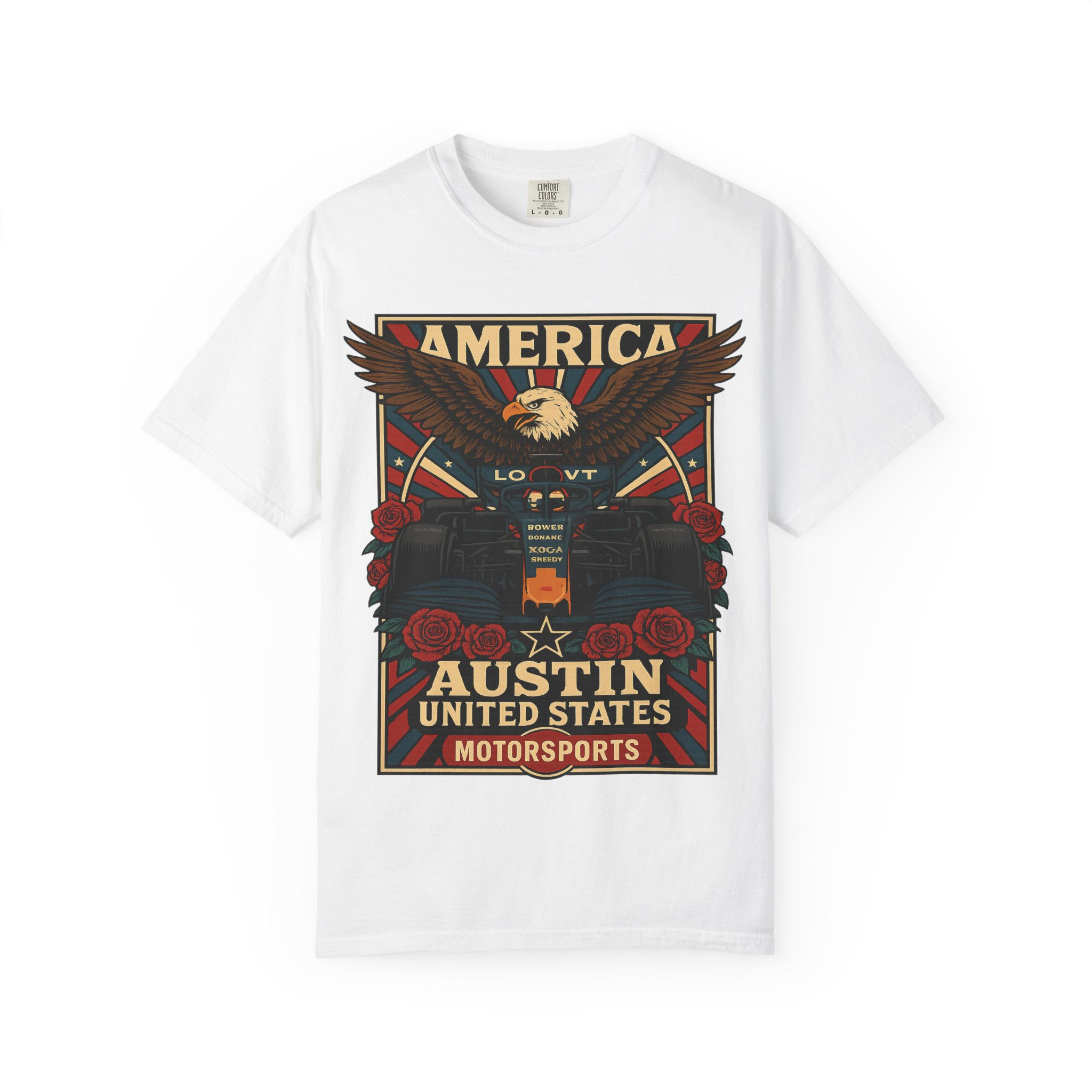 austin racing t-shirt inspired texas motorsports comfort colors tee unisex vintage racing graphic formula fan apparel
