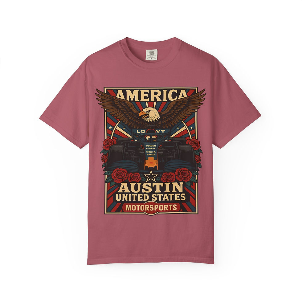 Thumbnail: austin racing t-shirt inspired texas motorsports comfort colors tee unisex vintage racing graphic formula fan apparel