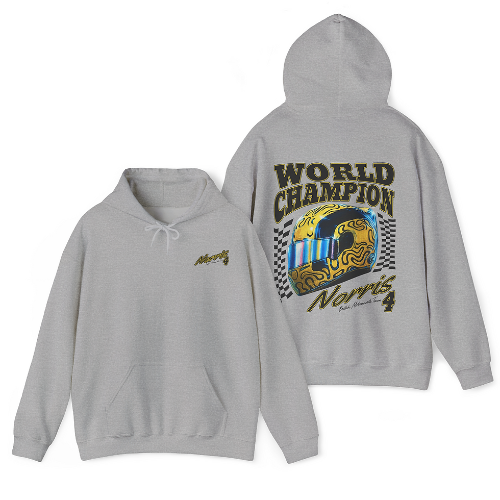 Thumbnail: Sport Grey Norris Racing Hoodie – British Driver Inspired Motorsport Fan Hooded Sweatshirt