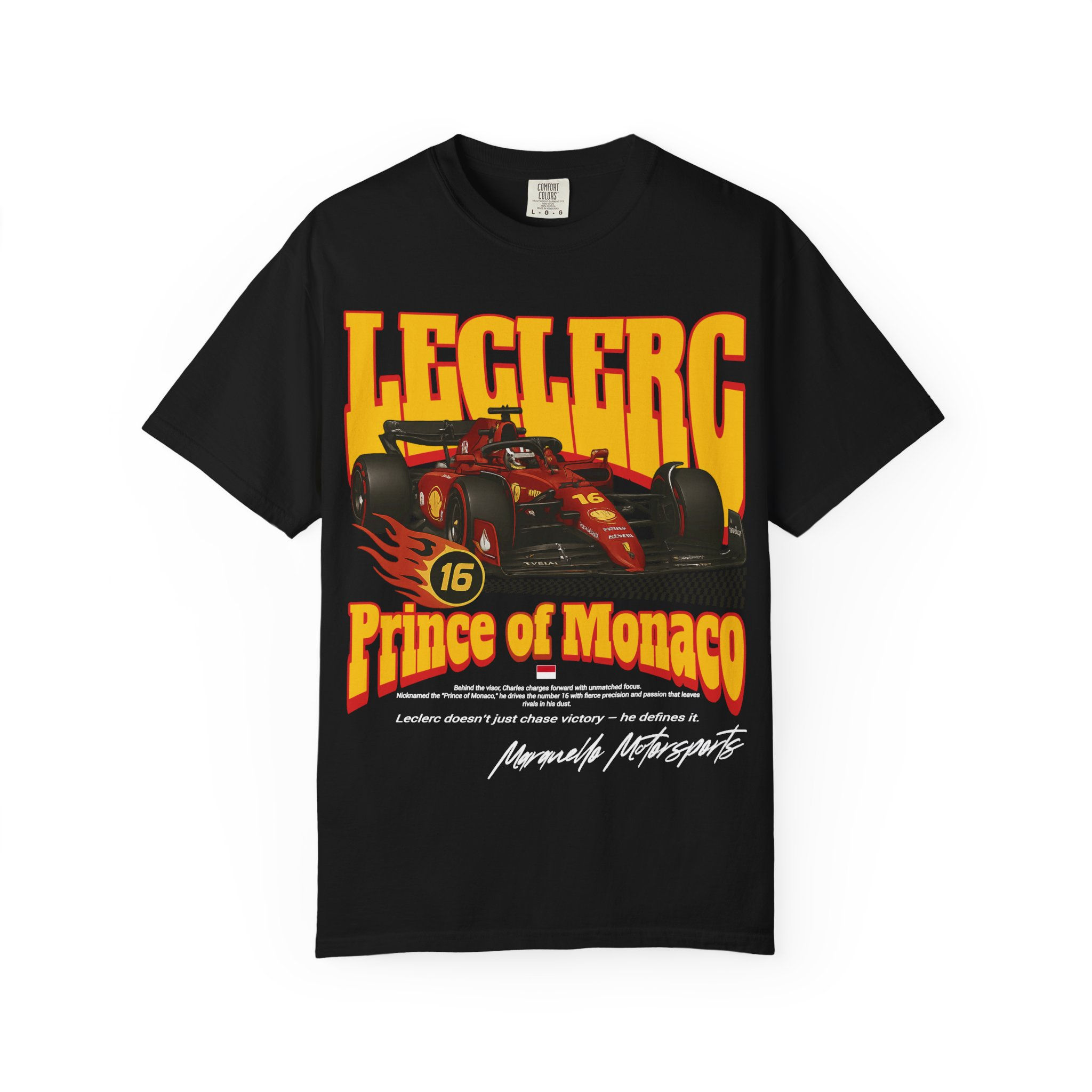 leclerc t-shirt monaco racing team comfort colors tee vintage formula motorsport graphic fan apparel