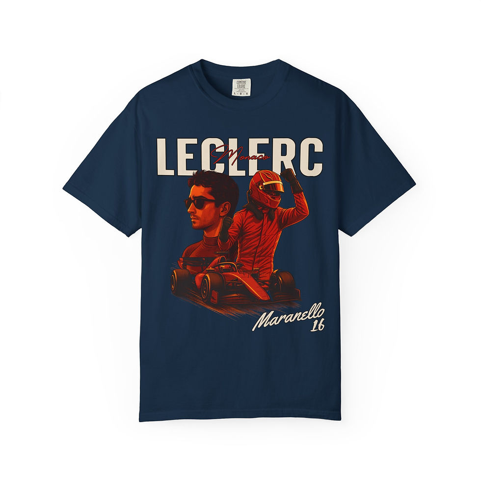 Thumbnail: leclerc inspired t-shirt comfort colors racing graphic tee unisex motorsport apparel formula 1 fan clothing vintage racing st