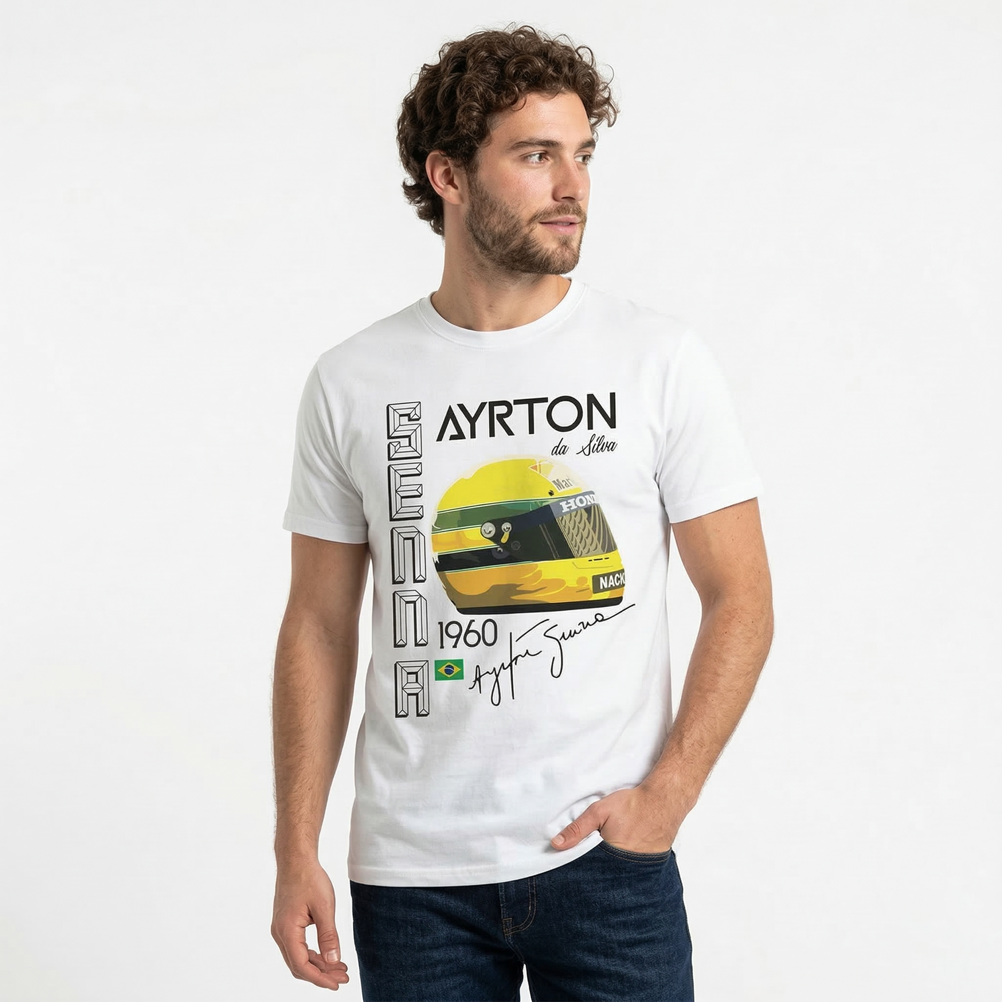 Senna Inspired T-Shirt, Motorsports Memorabilia, Vintage Racing Driver Shirt