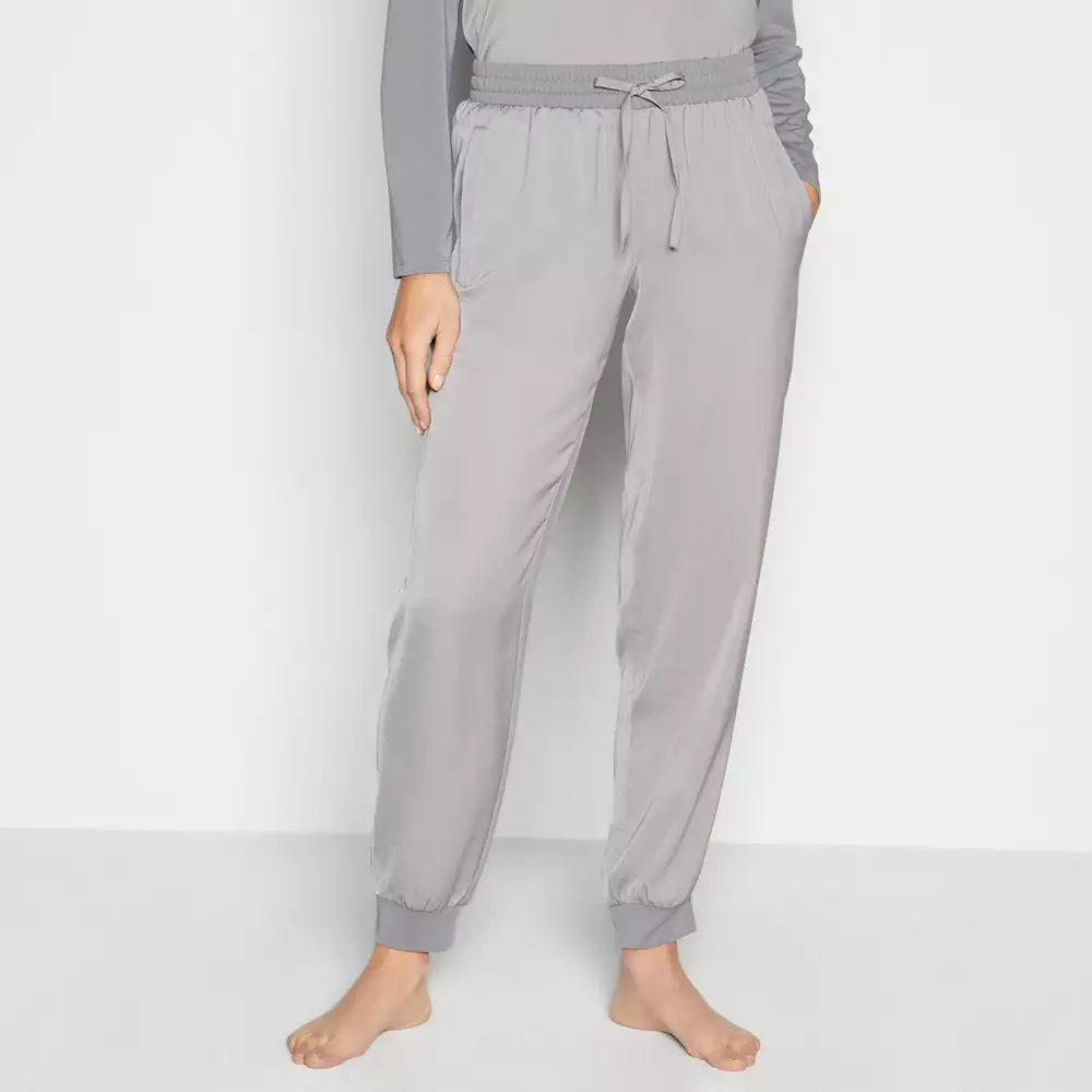 Grey Satin Trim Jogger Trousers