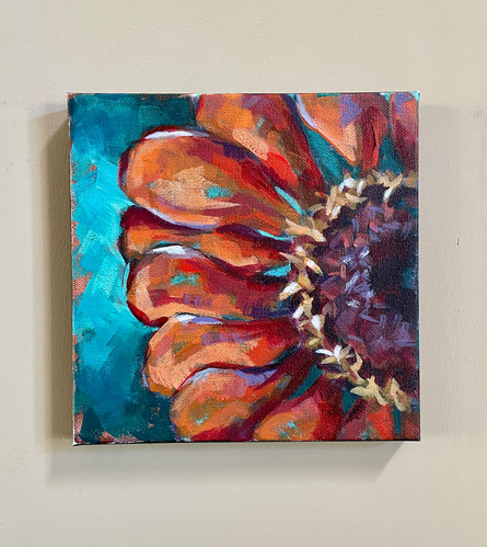 Zinnia Flower Original Acrylic Painting | Turpin Art