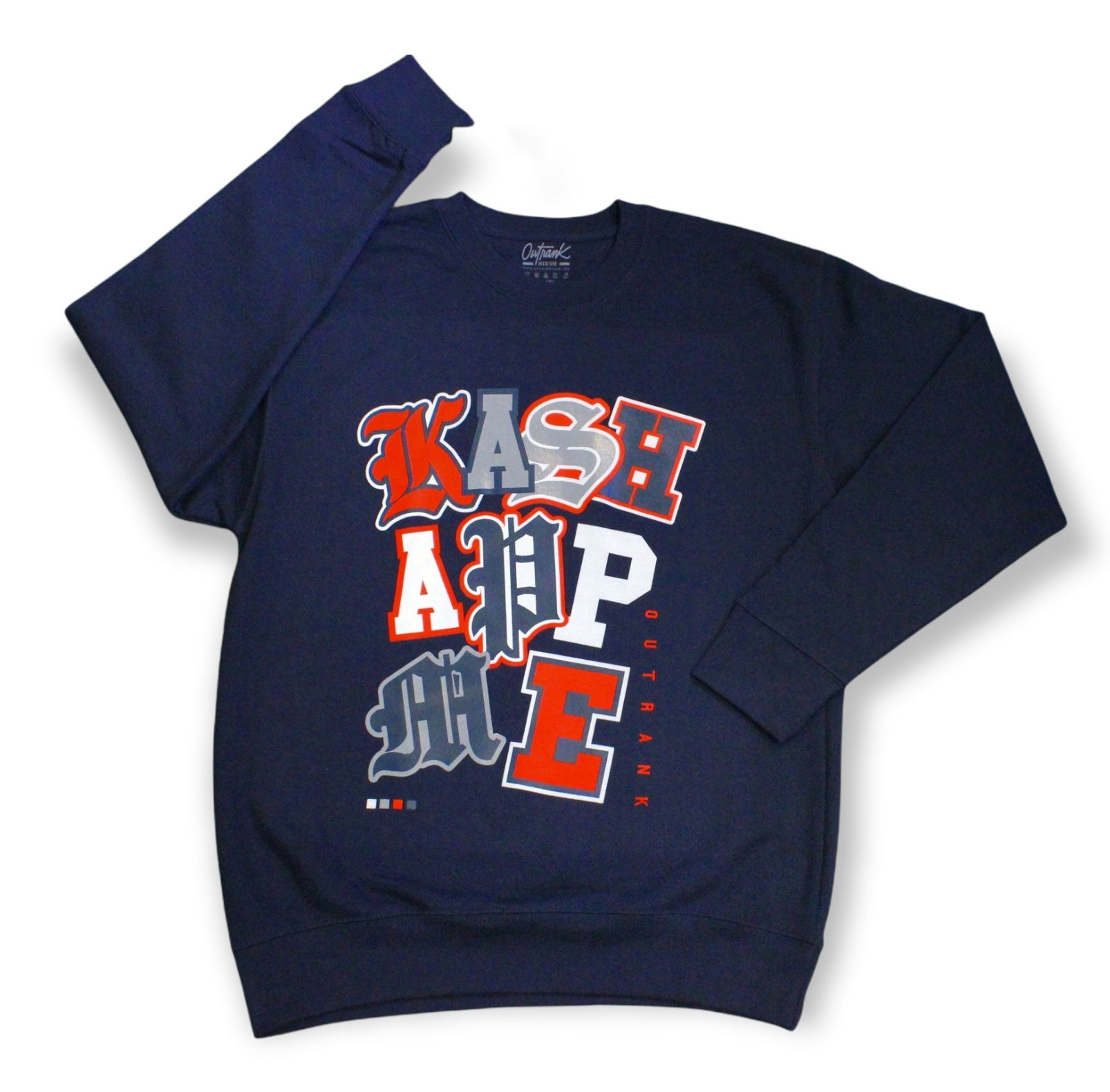 OUTRANK "KASH APP" FLEECE CREW NECK SWEATER Navy Dunk NBA Low Brooklyn Nets