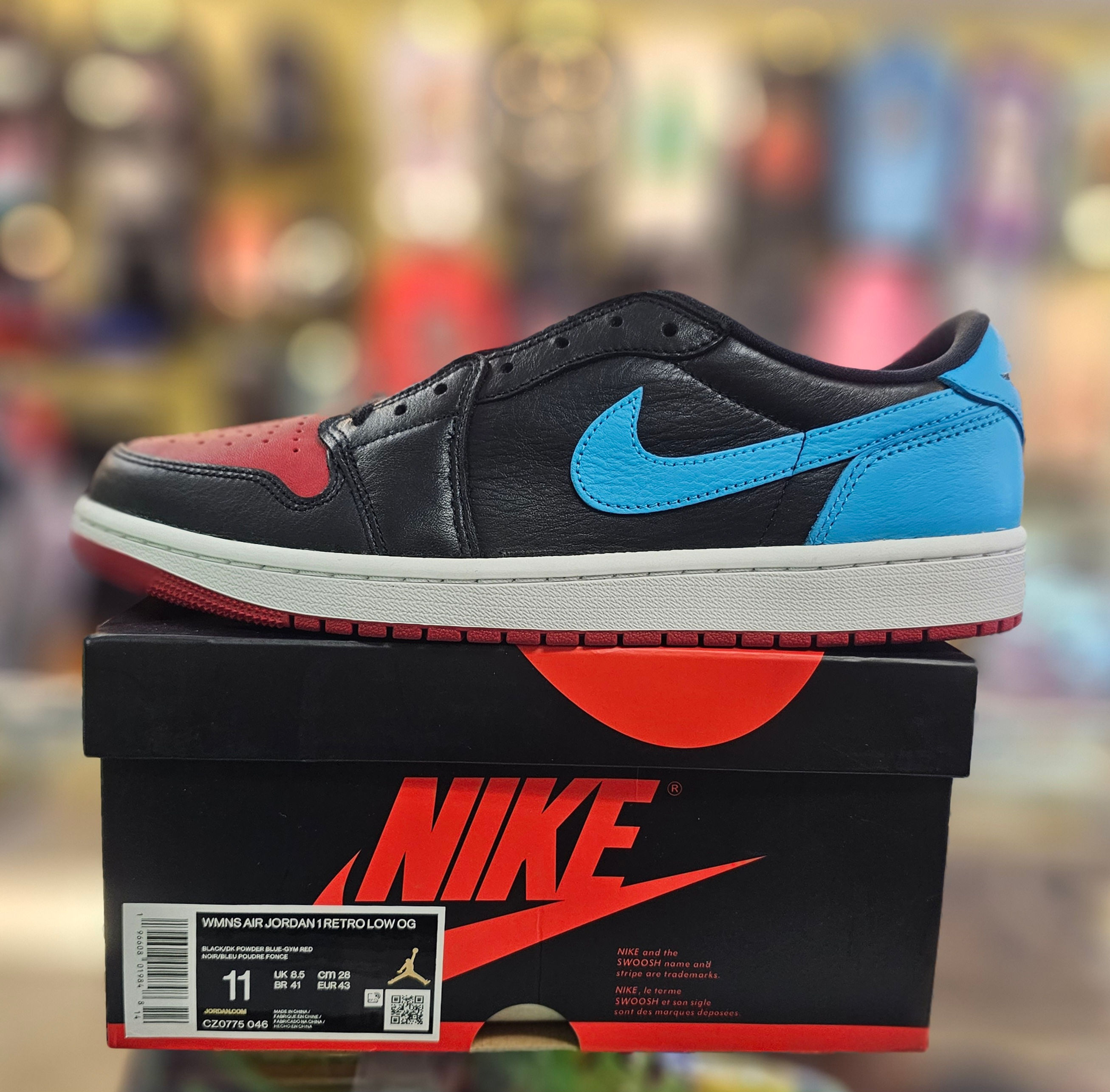 WMNS AIR JORDAN 1 RETRO LOW OG "NC TO CHI" 2023 SZ 11/ 9.5(M) CZ0775-046 DS