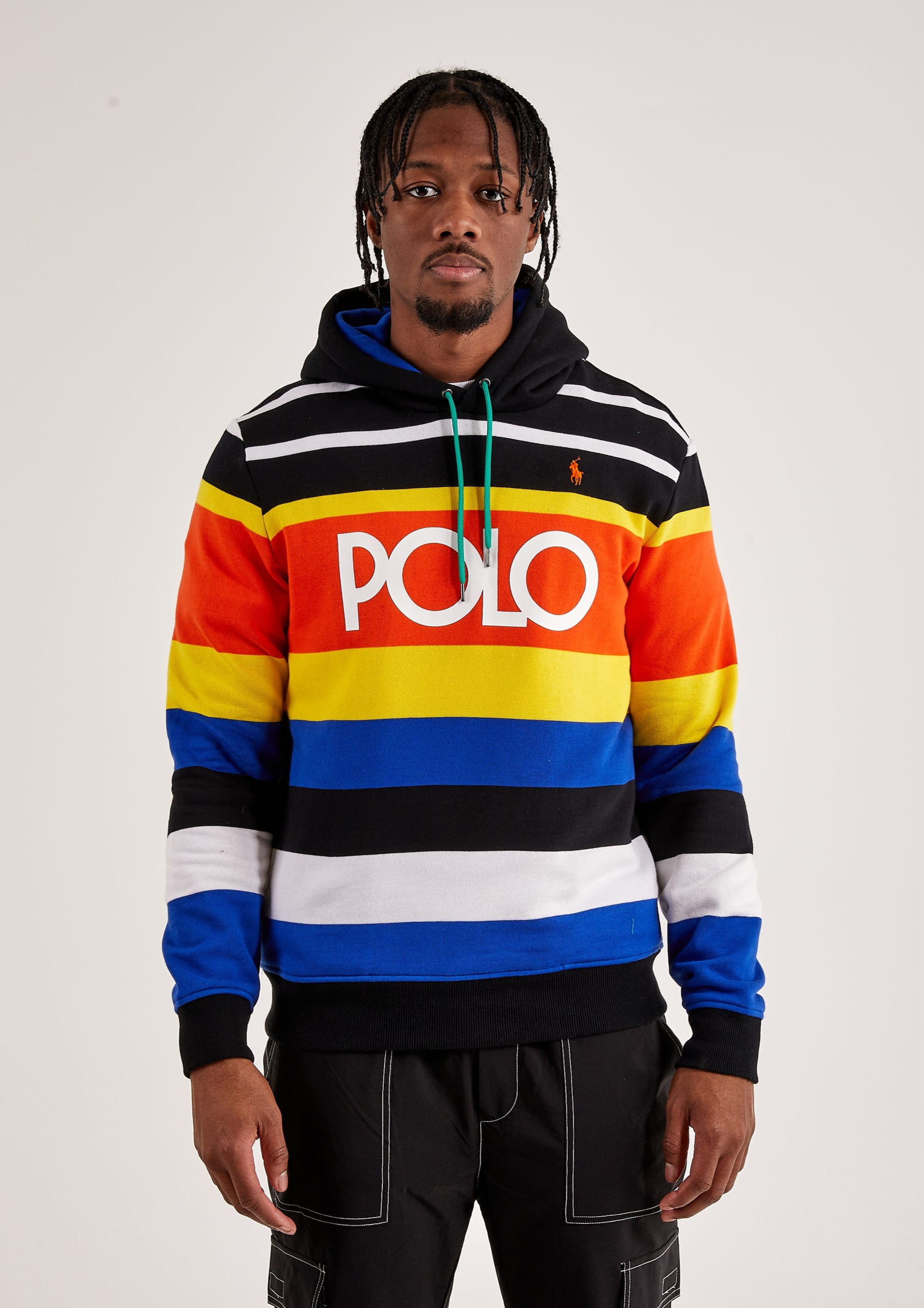 POLO RALPH LAUREN "LOGO STRIPED" FLEECE HOODIE Big & Tall Multi
