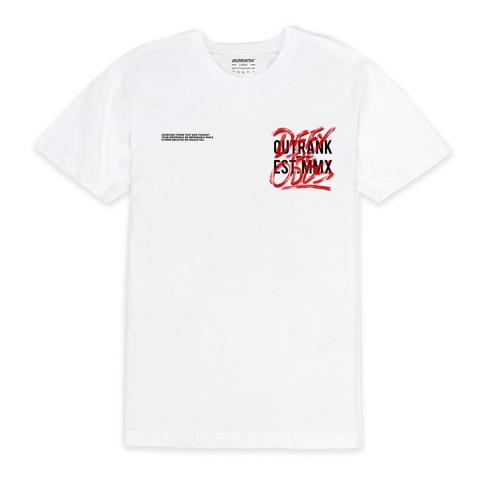 Thumbnail: OUTRANK "DEFY THE ODDS" SNEAKER T-SHIRT White Retro 14 Black Toe