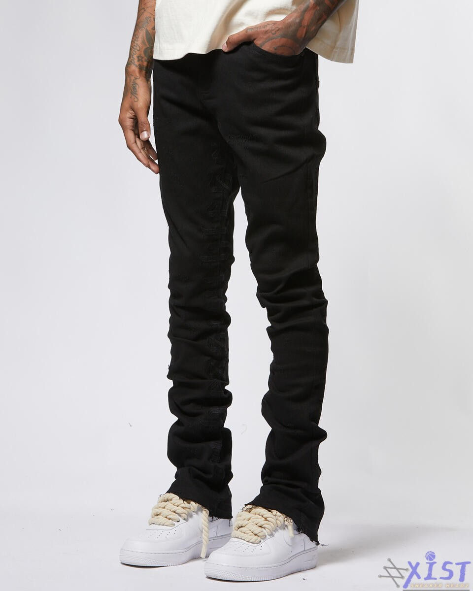 Thumbnail: AJENDA "JET" STACKED PREMIER JEANS Pants Black