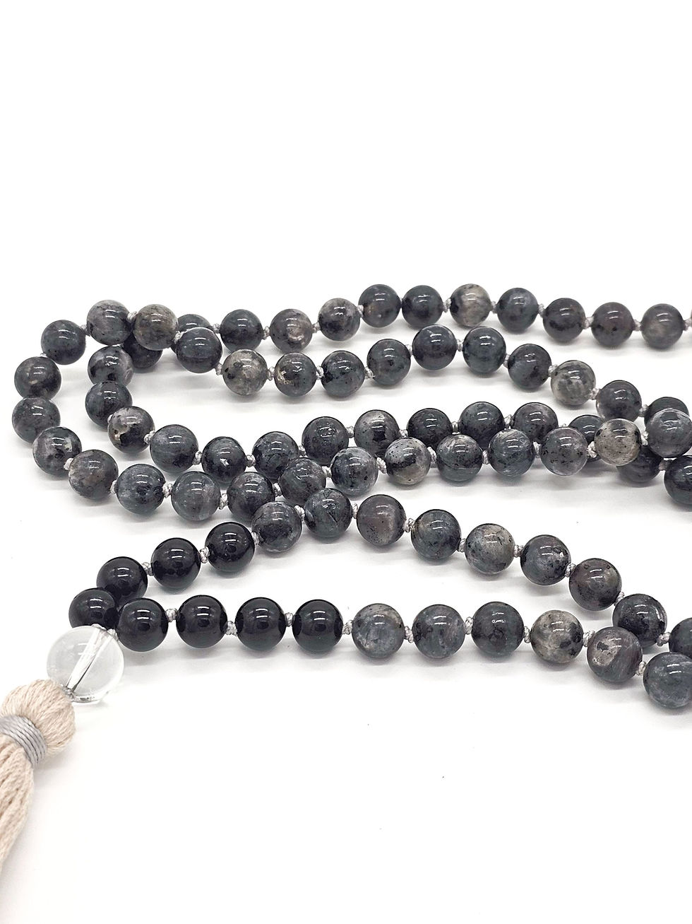 Thumbnail: Larvikite Labradorite, Obsidian, Quartz guru bead