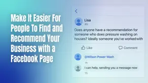 Facebook post asking for a pressure washing recommendation with replies tagging a business and offering help