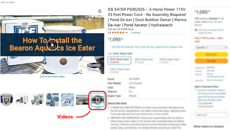 videos on the bearon aquatics ice eater product listing