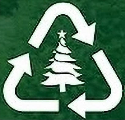 Christmas tree surrounded by the recycle sign