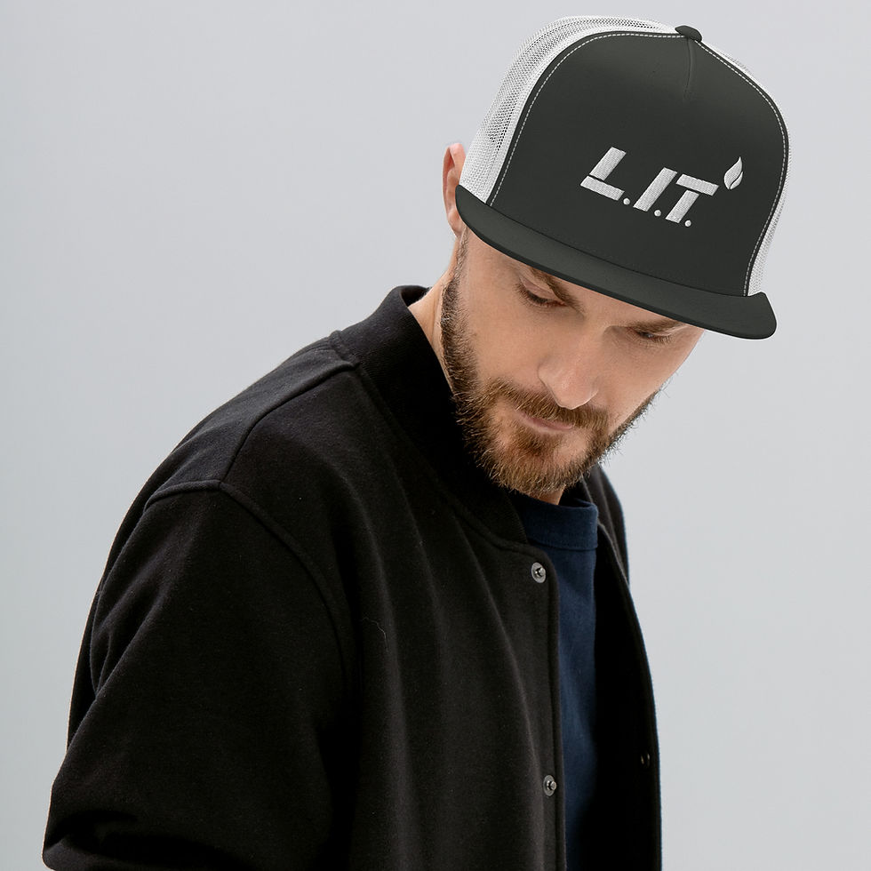 Thumbnail: 5 Panel L.I.T Trucker Cap (White Logo)
