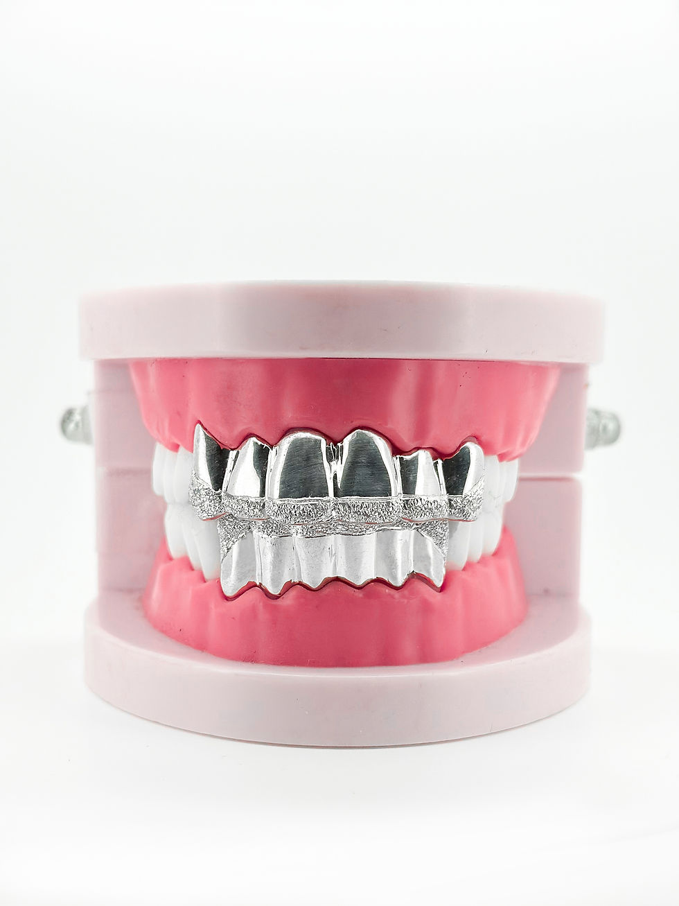 SOLID WHITE GOLD WITH DIAMOND DUST BRIDGE GRILLZ