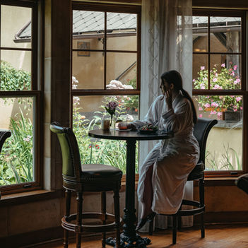 woman sitting at the bistro