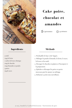 Cake amande, poires, chocolat