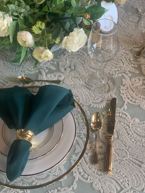 Thumbnail: Liza princess lace elegant tablecloth rental near michigan wedding event party grand rapids