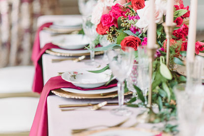Vday Romantic tablescape set for Valentine's Day Wedding.