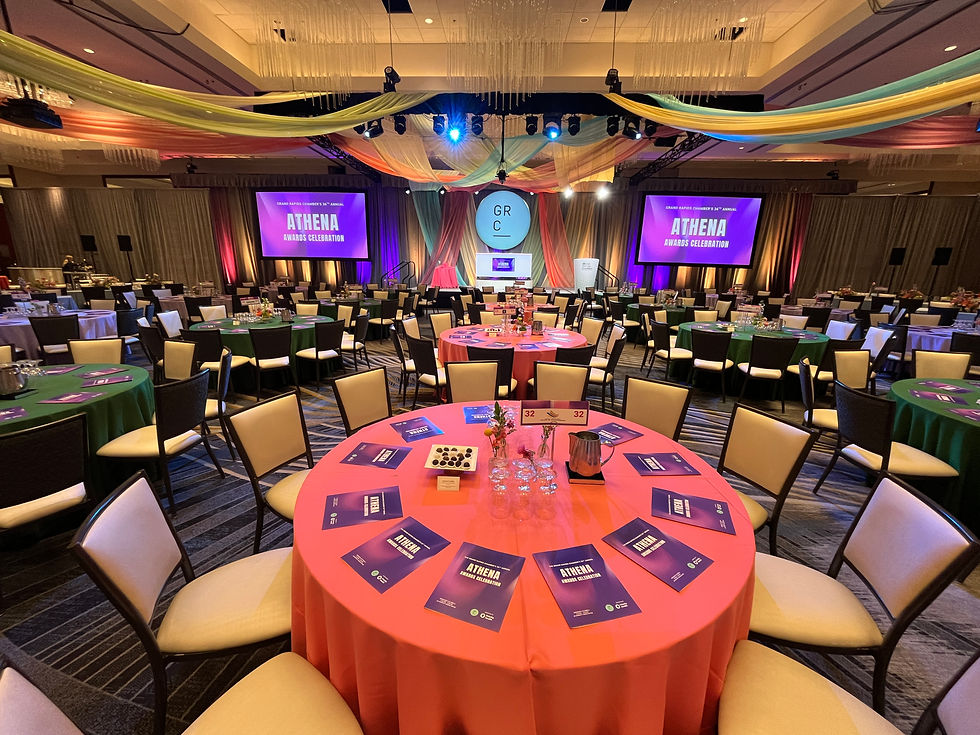 Thumbnail: Flamingo bright pink table linen rental branded corporate, charity, fundraising non-profit event near me in Michigan