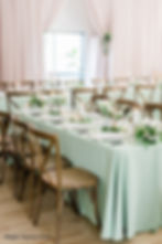 Sage mint pastel light green table decor linen rental for wedding party shower corporate event in Michigan