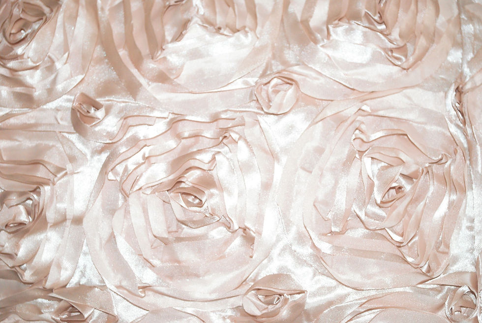 champagne rose gold pink nude satin rose rosette 3D ribbon table linen tablecloth rent michigan wedding event party