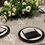 Thumbnail: black decor rental, charger plates, black plates, wedding rentals, birmingham, royal oak, bloomfield, troy, waterford, fenton