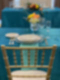 Teal aqua satin tablecloth linen rental near me in Michigan