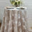 Thumbnail: White tropical leaf lace overlay table linen wedding rental near me in Grand Rapids Blanc and Traverse City