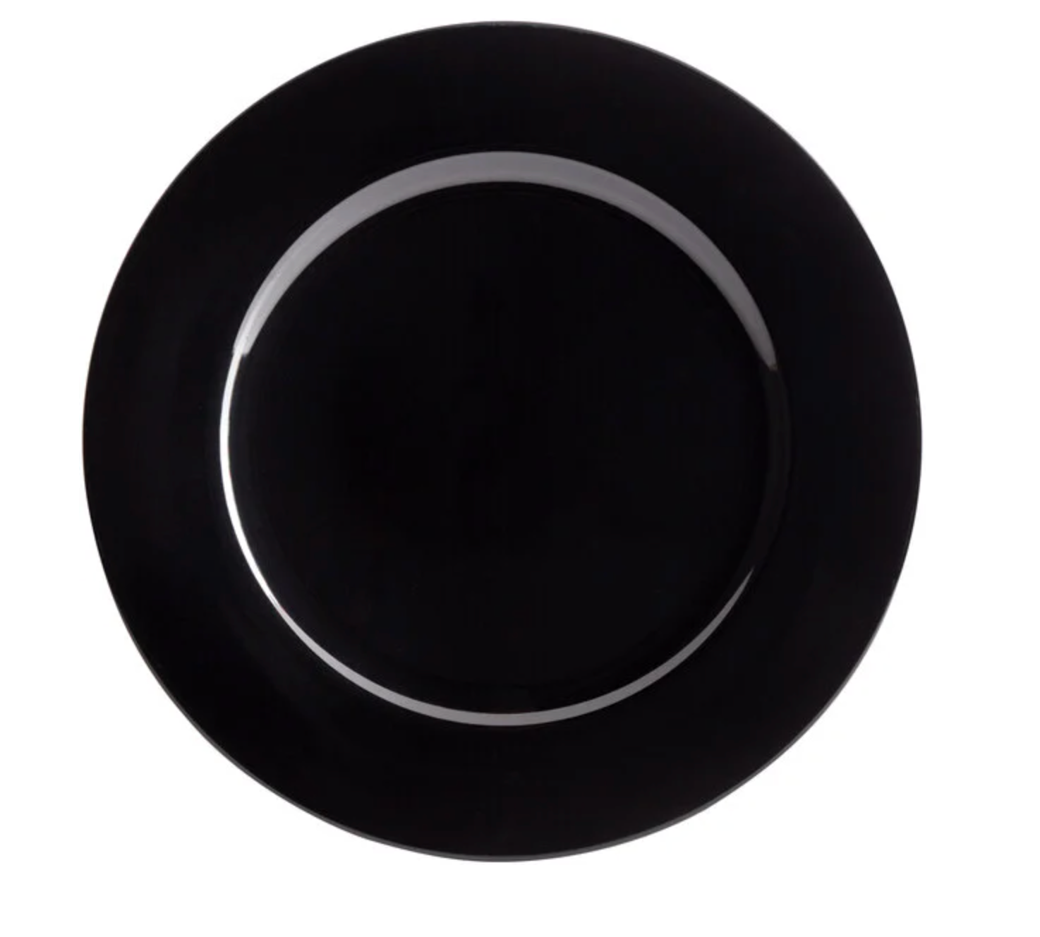 Black Resin Charger plate for rental at Wedding or event in Michigan
