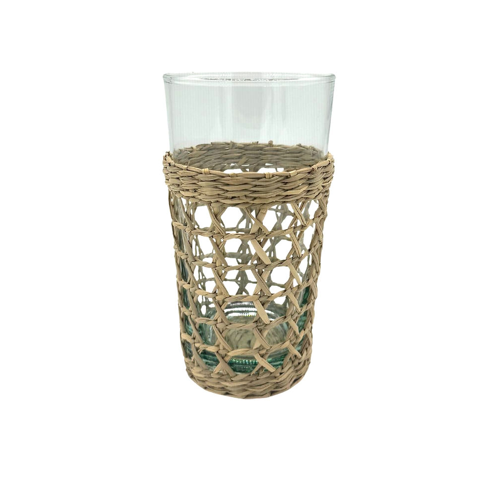 Sea grass rattan highball glass rental in Michigan