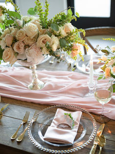 pink chiffon runner, wedding rentals, party rentals, farm table rentals, linen rentals, table runners