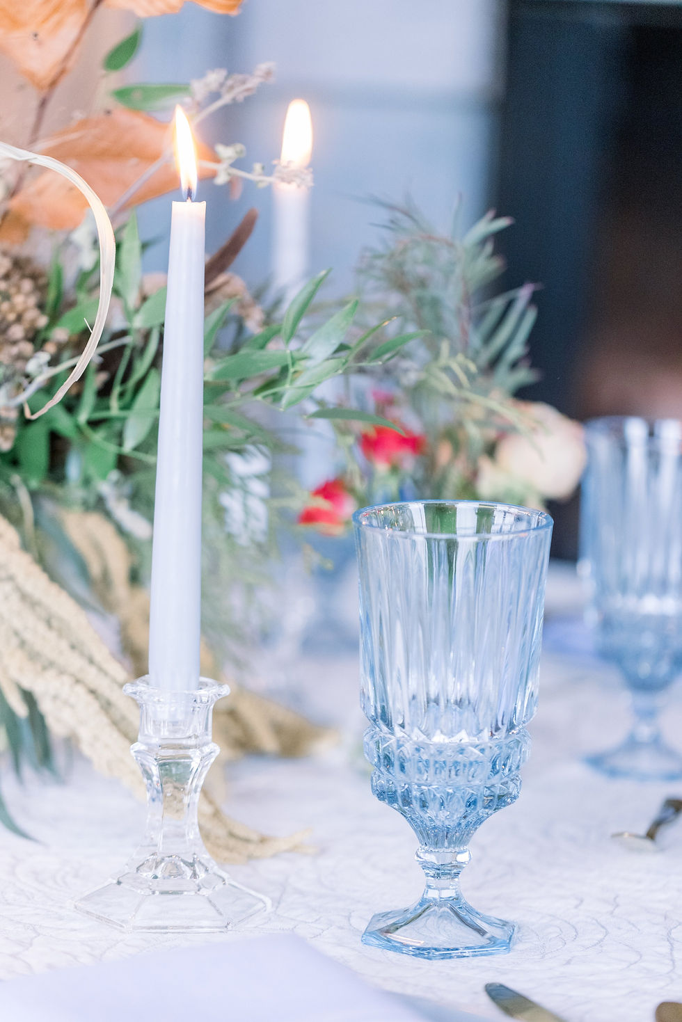 Thumbnail: Blue Glass Vintage Antique Goblet wedding reception rental in Michigan