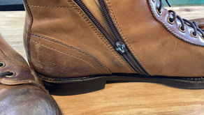 ブーツカウンター補修、ファスナー交換、インソール交換、腰裏革補修、オールソール