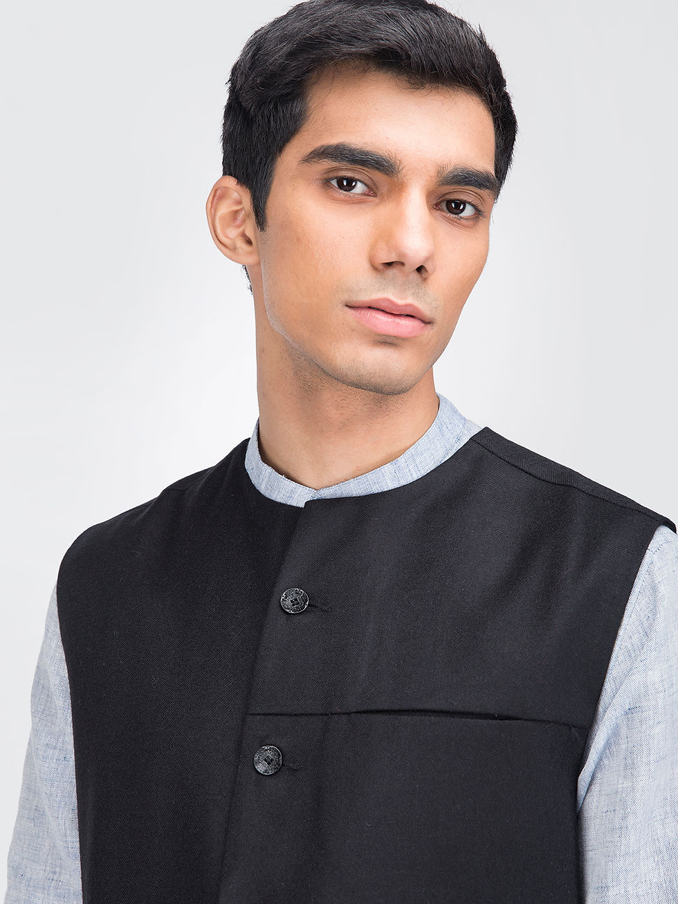Thumbnail: Black Woollen Sleeveless Jacket