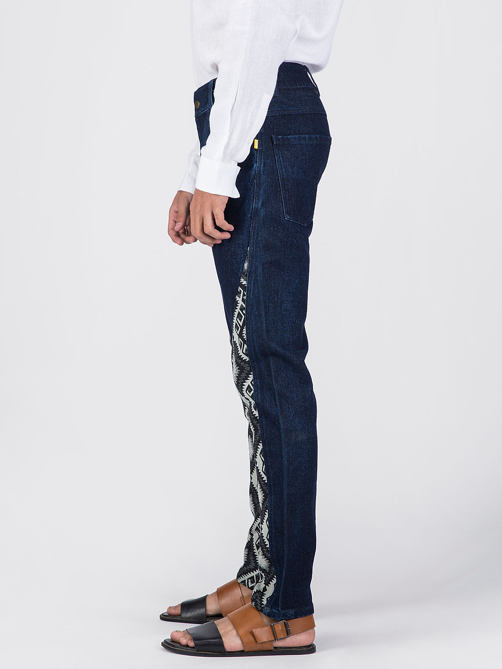 Thumbnail: Blue Geometric Tapered Jeans