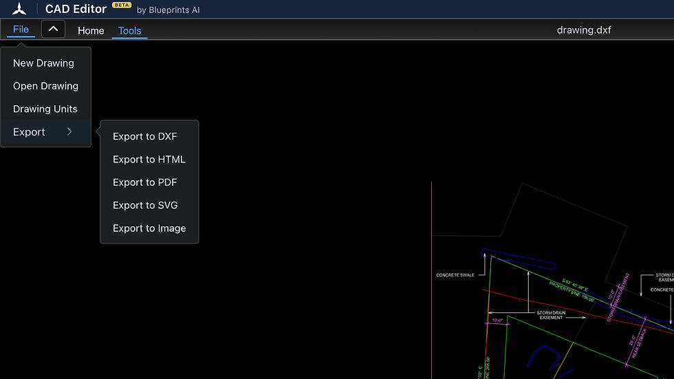 cad editor, a free online cad tool, open, edit and export cad files