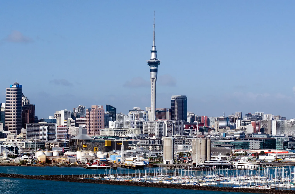 The famous clock tower in Auckland, New Zealand