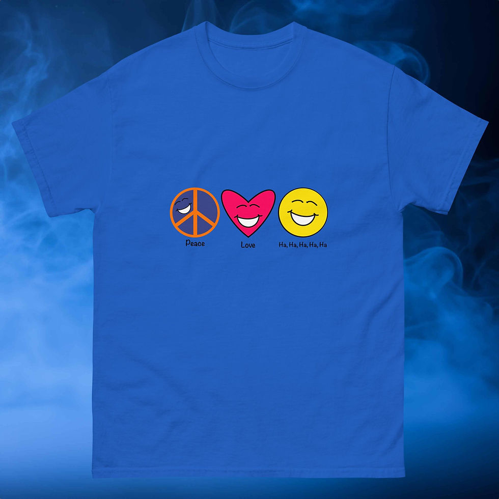 Thumbnail: Peace, Love and Laughter Unisex classic tee